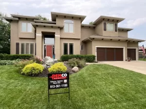 Repainted home in Lenexa KS with stucco front
